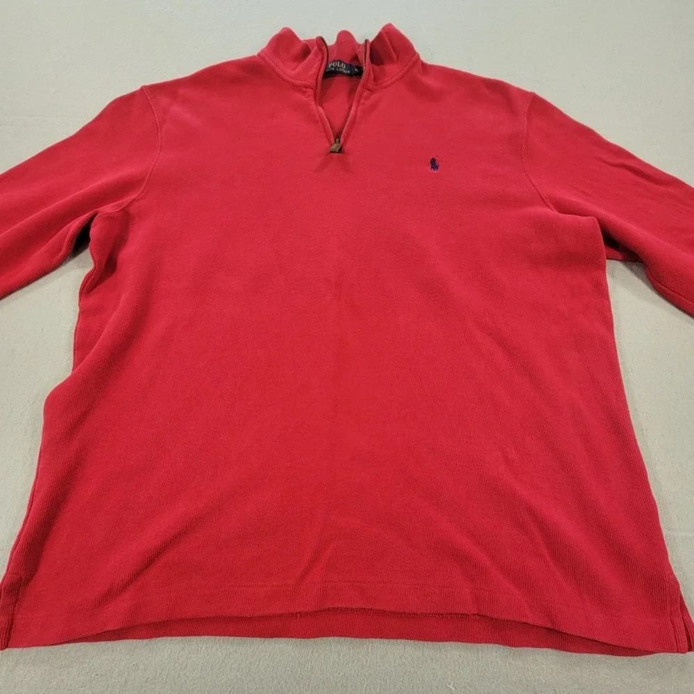 Polo Ralph Lauren 1/4 Zip Sweater Pullover Red Men's‎ Size XL Ribbed Cotton